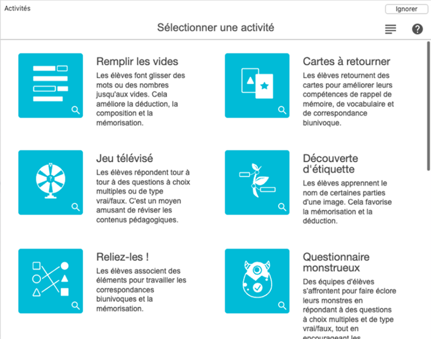 Activités ludifiées et évaluations formatives